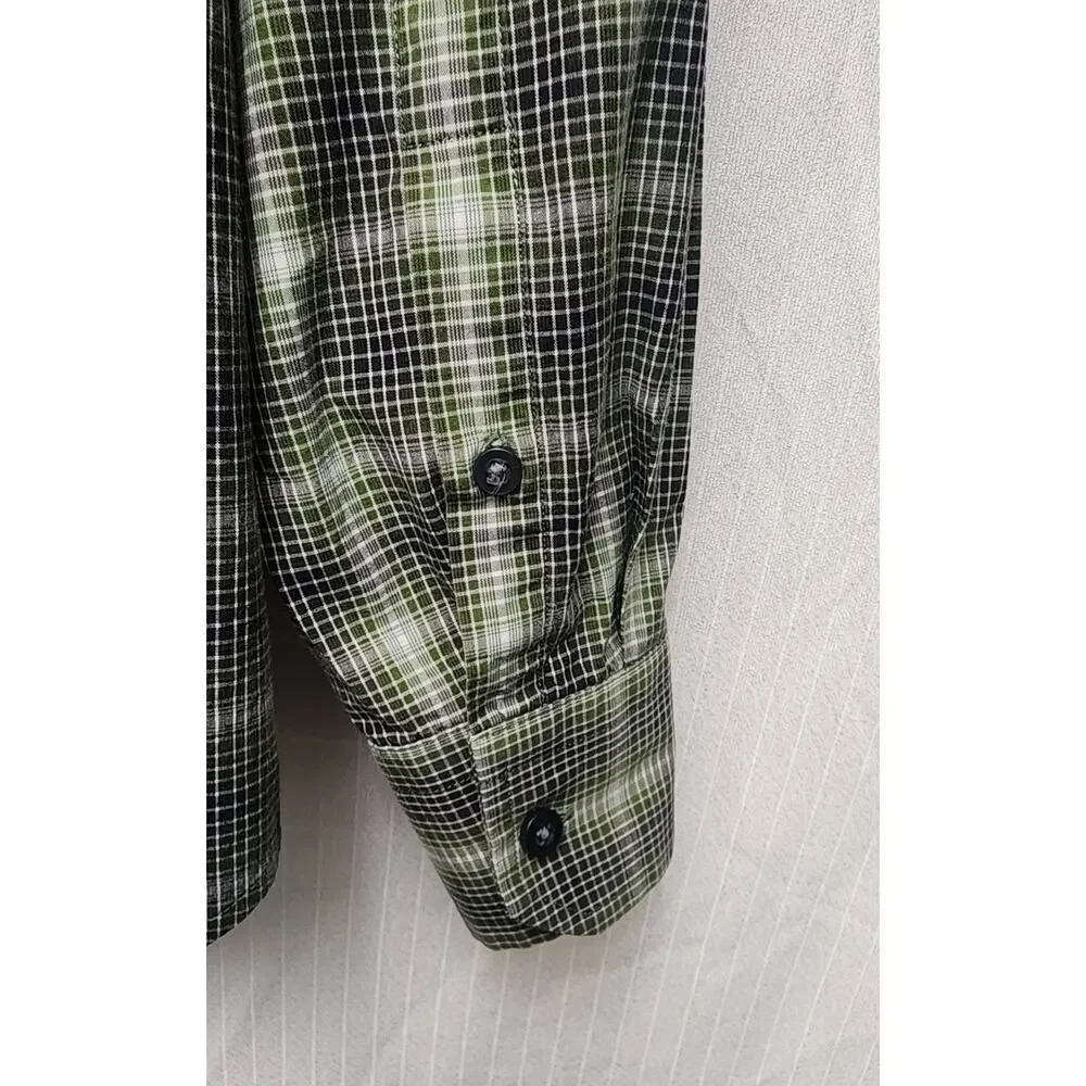 Banana Republic Button Down Slim Fit Mens Multi Green Plaid Shirt Sz M 15-15.5